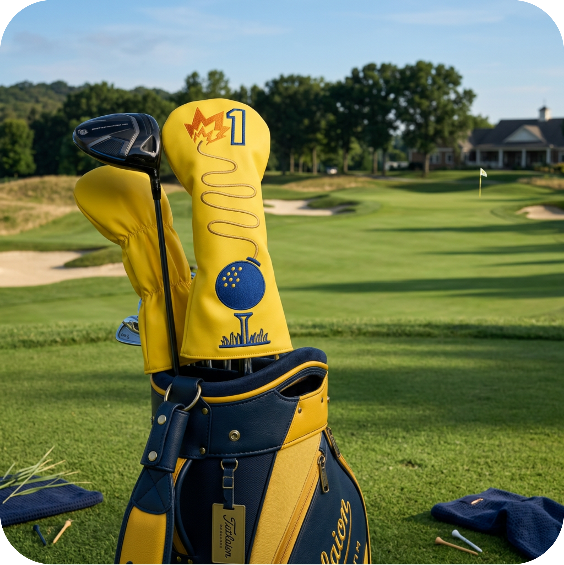 Couvre-driver de golf original Bomb Golf - Protection de club design bombe jaune