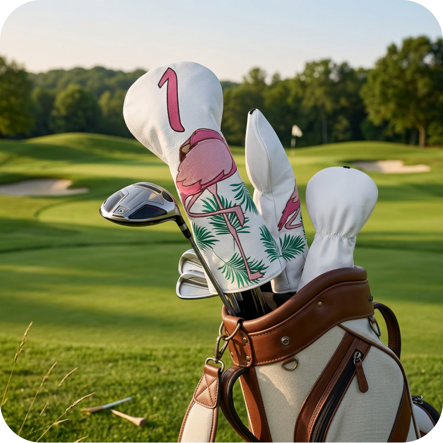 Couvre-putter de golf original motif Flamingo - Protection de club design flamant rose