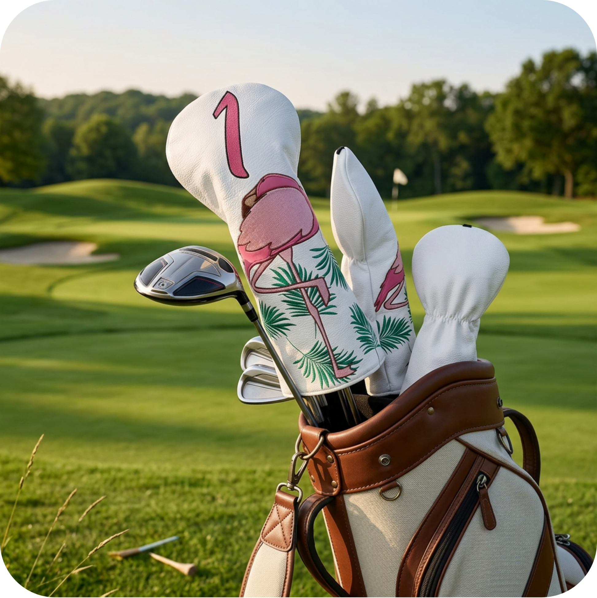 Couvre-putter de golf original motif Flamingo - Protection de club design flamant rose