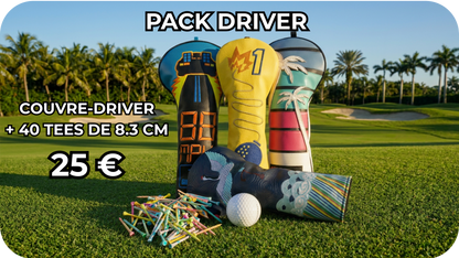 Pack Driver Golf - Couvre-chef de protection et 40 tees de golf 8.3cm