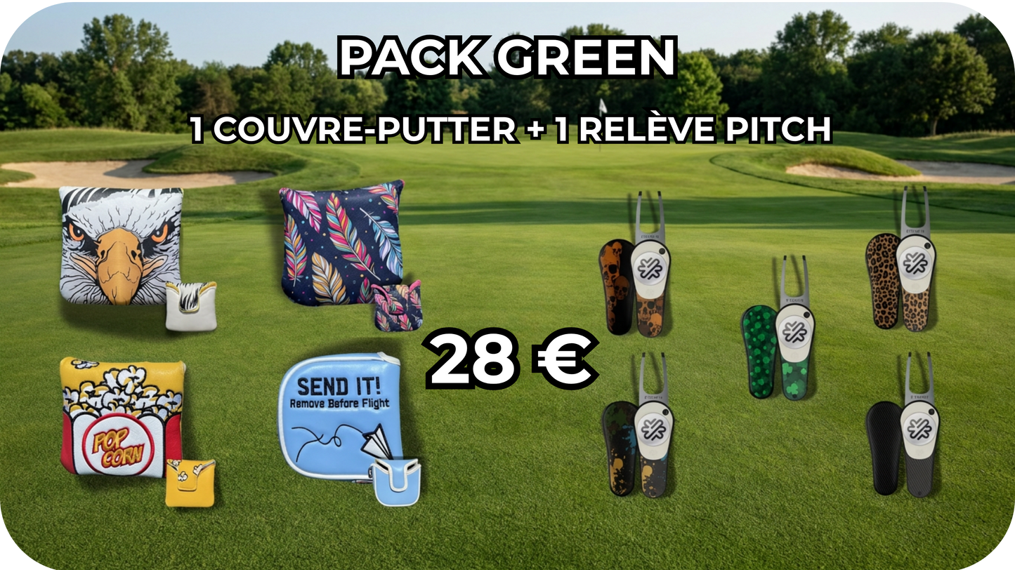 Pack Green - 1 couvre putter et 1 relève pitch