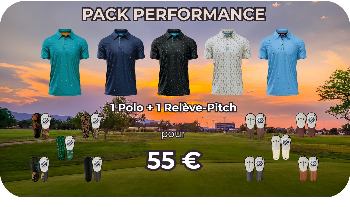 Pack Performance : 1 polo Bogey Bros importé des US + 1 releve pitch unique 