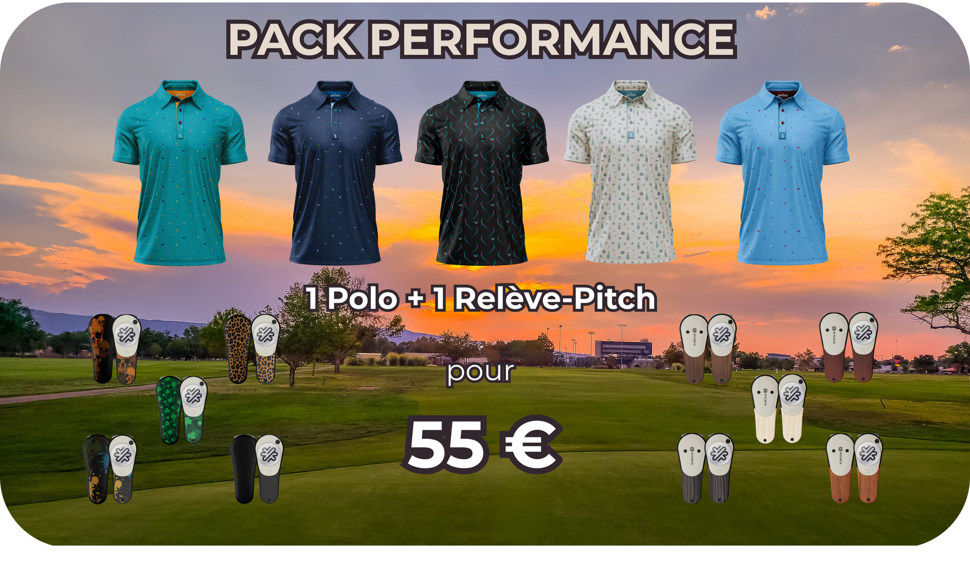 Pack Performance : 1 polo Bogey Bros importé des US + 1 releve pitch unique 