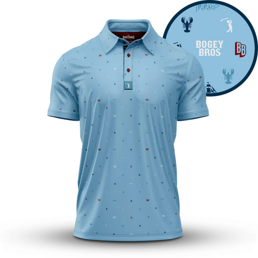 Polo de golf original bleu ciel pour homme AZUR - Marque Bogey Bros importé US