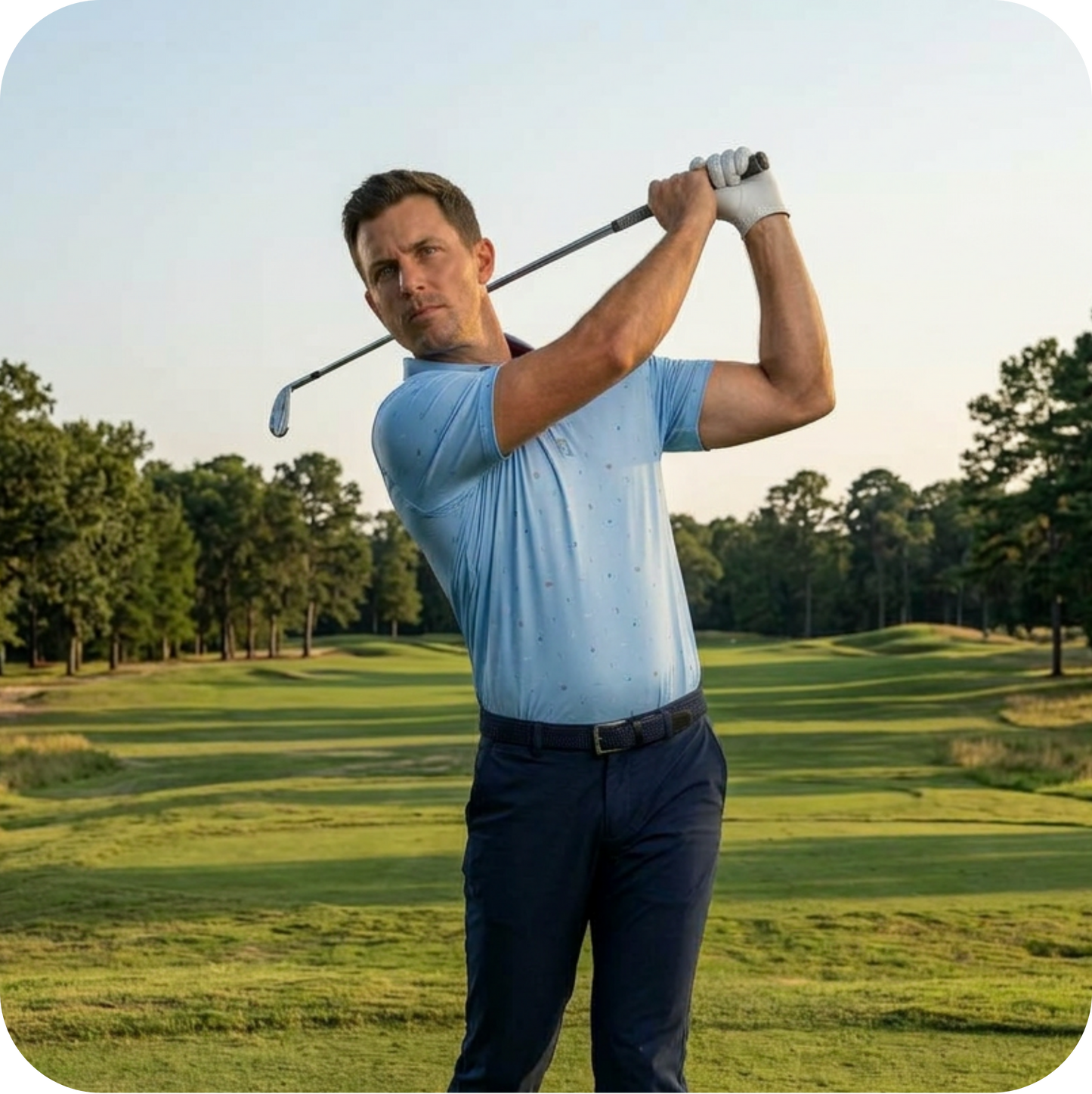 Polo de golf original bleu ciel pour homme AZUR - Marque Bogey Bros importé US