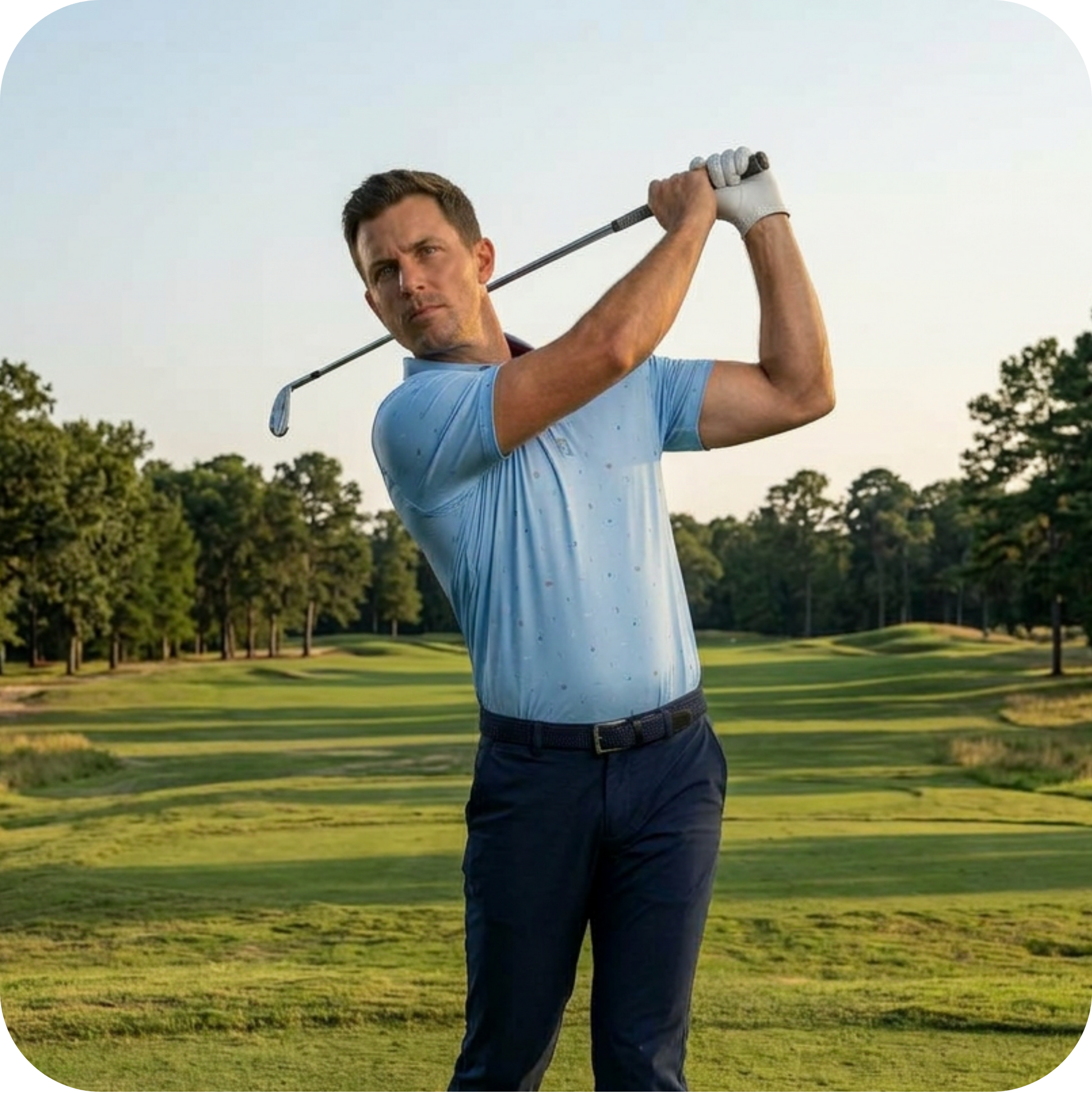 Polo de golf original bleu ciel pour homme AZUR - Marque Bogey Bros importé US