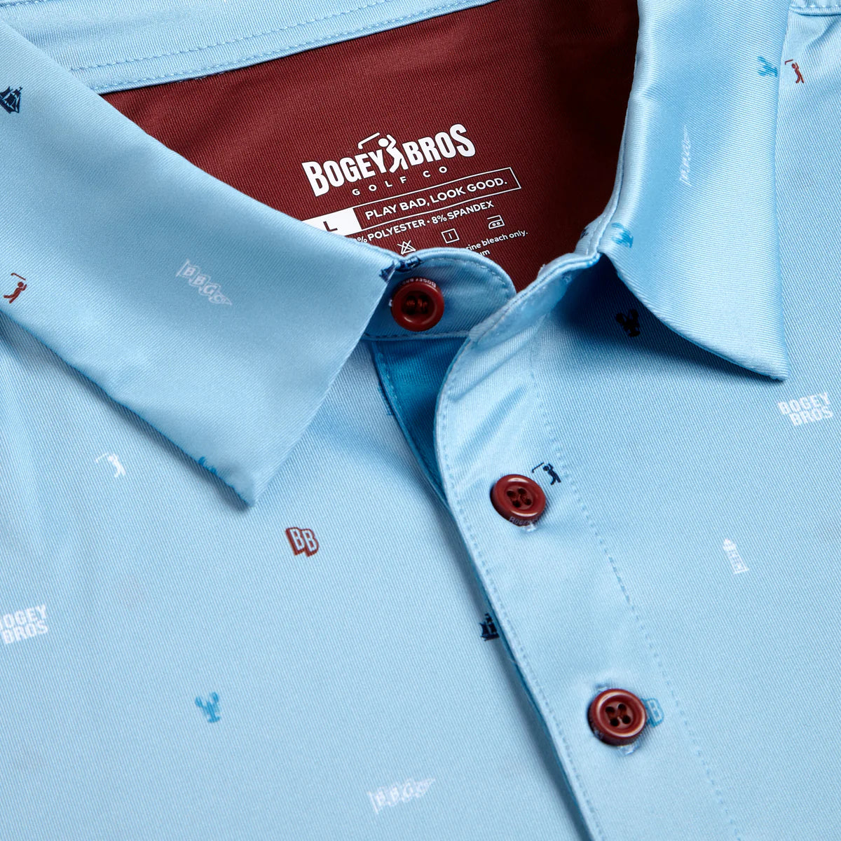 Polo de golf original bleu ciel pour homme AZUR - Marque Bogey Bros importé US