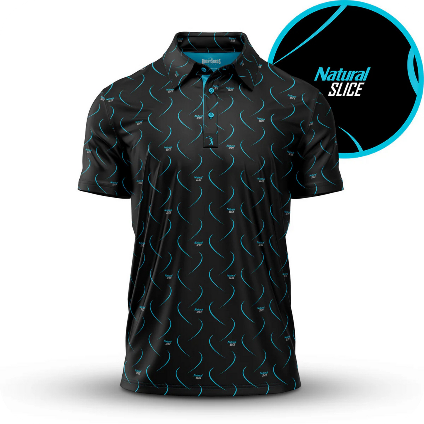 Polo de golf original noir pour homme Natural Slice- Marque Bogey Bros importé US