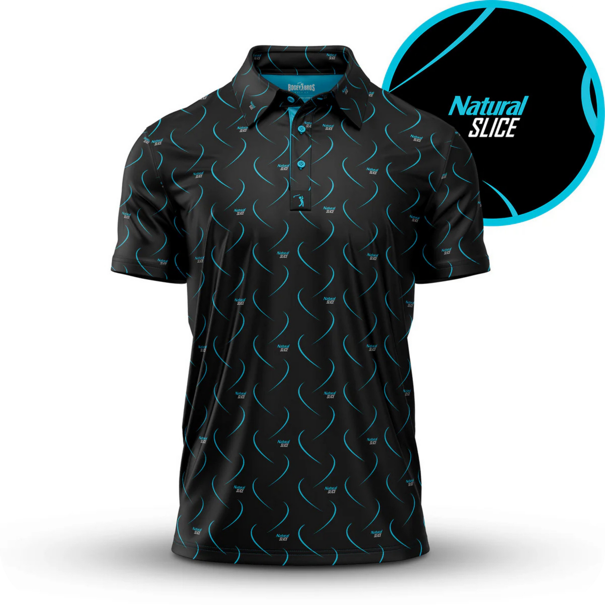 Polo de golf original noir pour homme Natural Slice- Marque Bogey Bros importé US