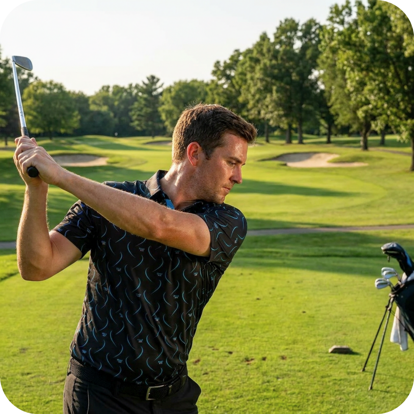 Polo de golf original noir pour homme Natural Slice- Marque Bogey Bros importé US