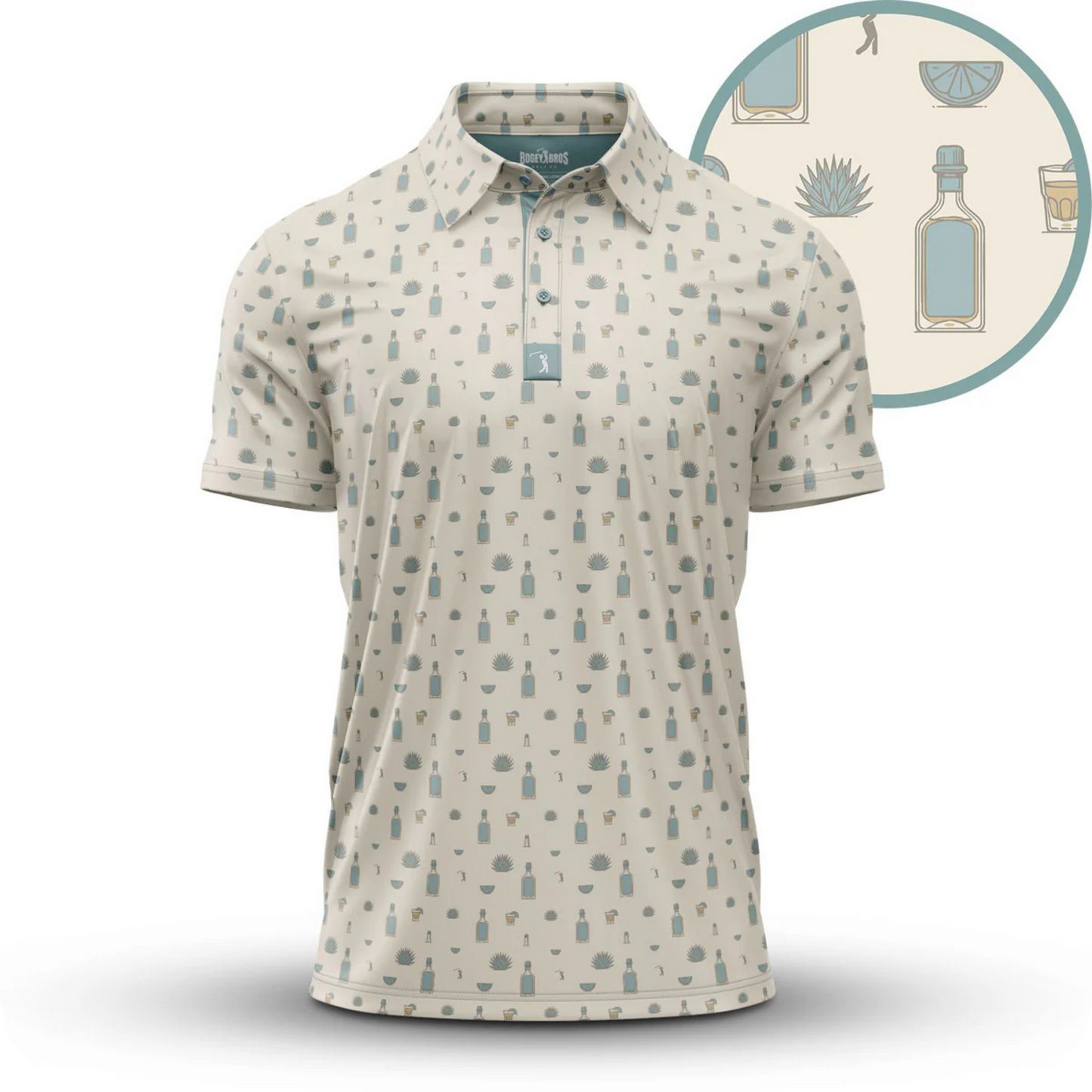 Polo de golf original beige pour homme TEQUILA - Marque Bogey Bros importé US