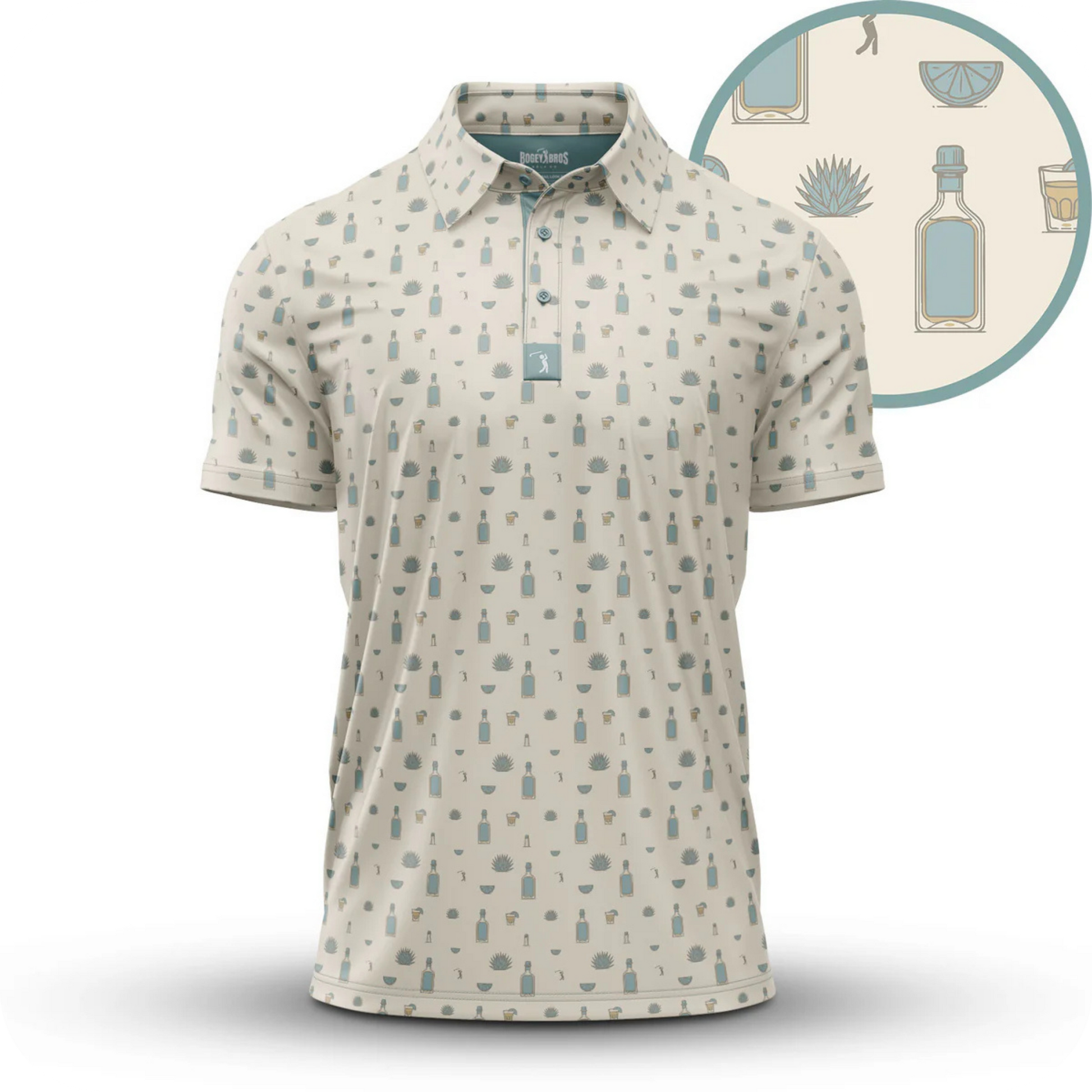 Polo de golf original beige pour homme TEQUILA - Marque Bogey Bros importé US