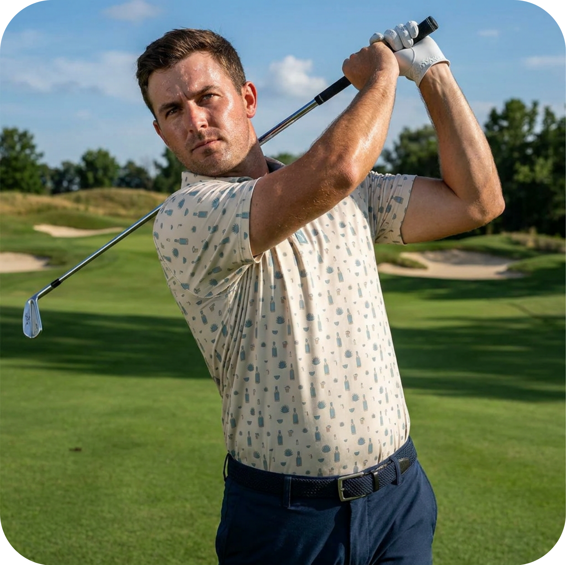 Polo de golf original beige pour homme TEQUILA - Marque Bogey Bros importé US
